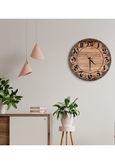 Bk Gift Dekoratif 45Cm Ahşap Duvar Saati-156