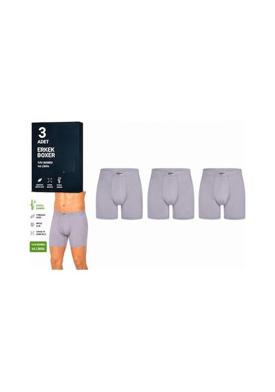 Yıldız Çamaşır Erkek Bambu Likralı Boxer 320-324 - 3 Adet Gri