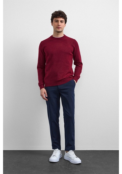 Back And Bond Bordo Regular Fit Bisiklet Yaka Triko Kazak
