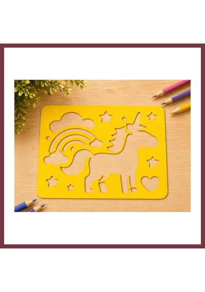 Storeşahin 3d Baskı Unicorn Ve Gökkuşağı Çizim Şablonu - Desen Kalıbı - Sarı Shn0720