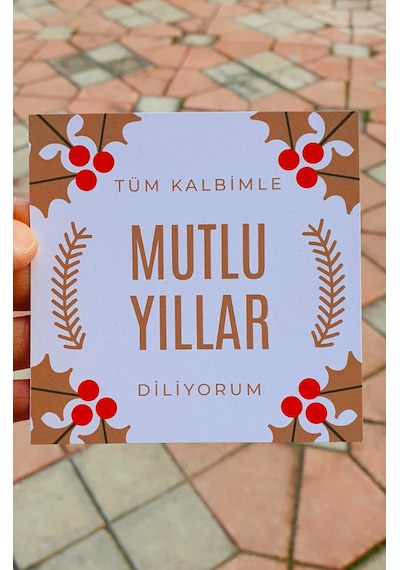 Yılbaşı Tebrik Kartı 4 Lü -türkçe- Yeni Yıl Hediye Kartı - Yılbaşı Kartı - Yeni Yıl Tebrik Kartı / Not Kartı / Özel Gün