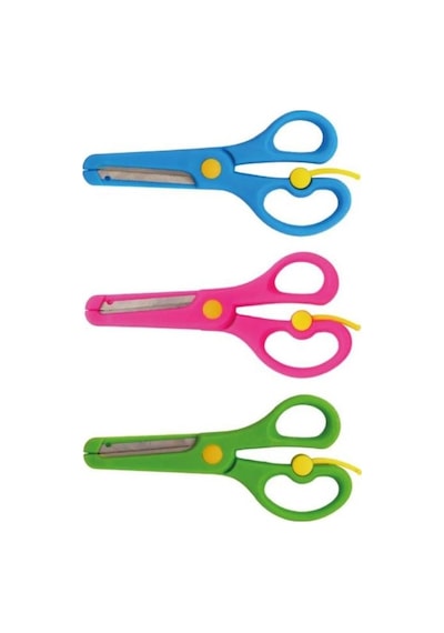 Neon Plastik Korumalı Küt Uçlu Yaylı Çocuk Okul Makası 3 Lü Set