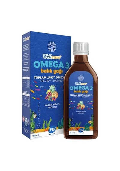 Wellcare Omega 3 Doğal Karışık Meyve Aromalı Balık Yağı 150 ML