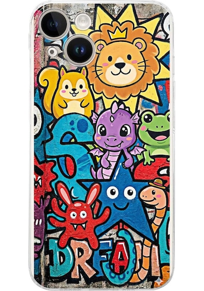 Apple Uyumlu iPhone 14 İle Grafiti Star Team Tasarımlı Şeffaf Silikon Kılıf Şeffaf