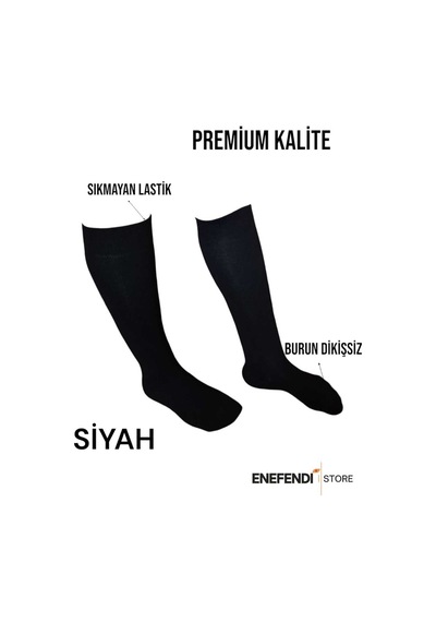 Enefendi Anne Çorabı 2çift Dizaltı Lüx Kaliteli Pamuklu Burun Dikişsiz Sıkmayan Lastik Kadın Çorap Siyah Renkli
