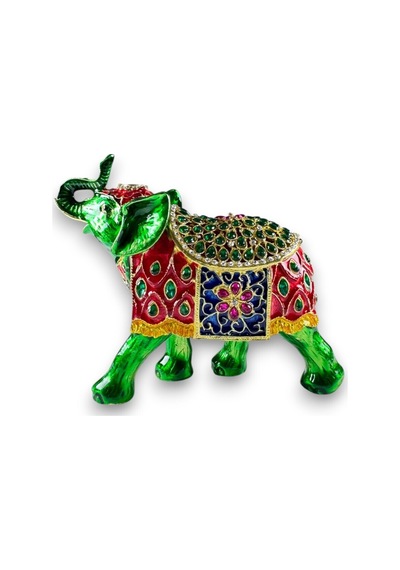 Taşlı Dekoratif Fil Biblo Metal, Renkli Taşlı, Şık Ev Aksesuarı 15x12 CM 727651905