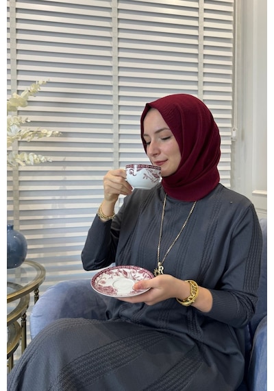 Rabia Şamlı Çiğdem Triko Elbise Antrasit