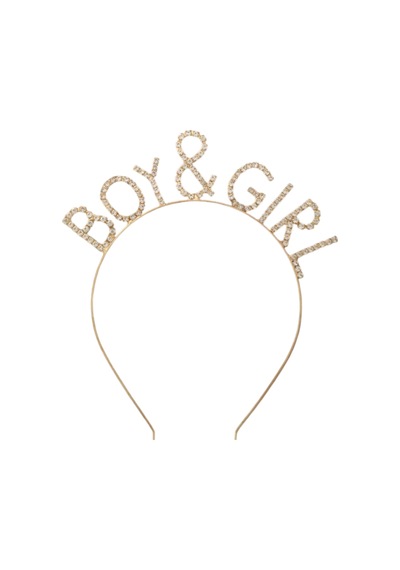 Taşlı Taç Boy & Girl - Altın