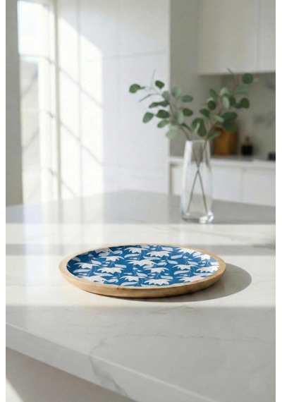 Mango Agacı Servis Tabağı & Sunum Tabağı 25 Cm Desenli Çok Renkli