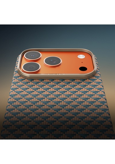 Apple Uyumlu iPhone 17 Pro Max  Kılıf M-safe Şarj Özellikli Raptic Aramid Skin Origin Seri Kapak Gold-mavi Mavi - Gold