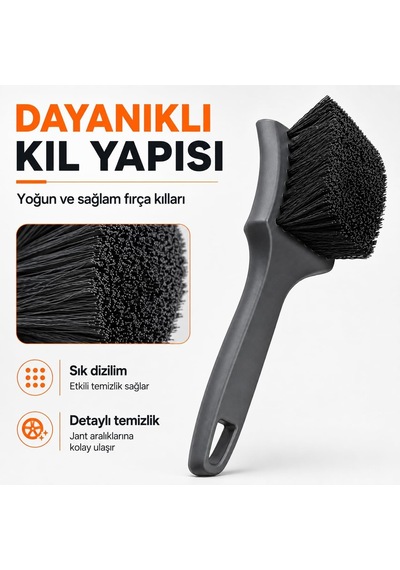 Romofy Araba Jant Temizleme Fırçası - Zorlu Kir Ve Balata Tozuna Etkili Ergonomik Saplı Oto Jan