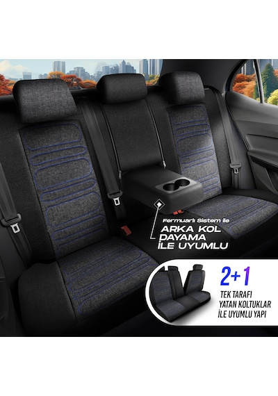 Panda Atlanta Serisi Keten Kumaş Oto Koltuk Kılıfı - Tam Set