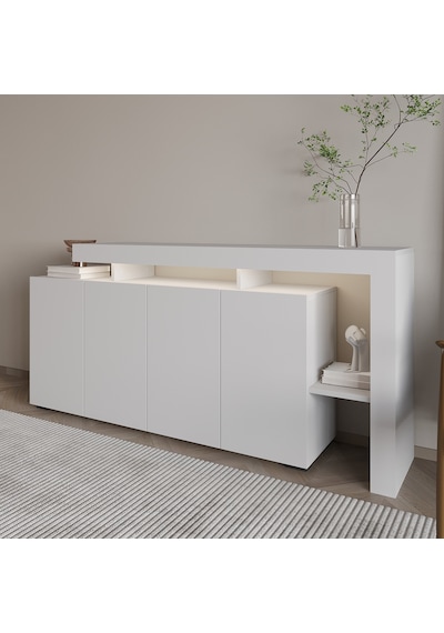 İnarch Dizayn Beliz Led Işıklı Modern Konsol 170 Cm, 4 Kapaklı Ve İç Raflı Depolama, Tasarım Beyaz İnarch Dizayn Beliz Led Işıklı Modern Konsol 170 Cm, 4 Kapaklı Ve İç Raflı Depolama, Tasarım Beyaz