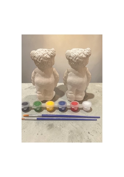 Teddy Bear Ayıcık 2 Adet Xxl Boy 14 Cm Taş Boyama Seti, Etkinlik, Dıy