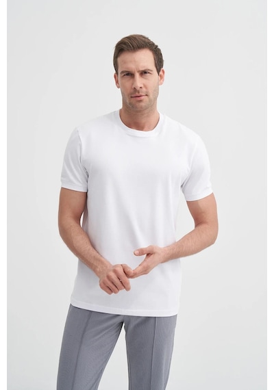 Cazador 4620 Bisiklet Yaka T-shirt Beyaz