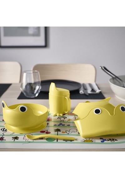 Ikea Mata Çocuk Yemek Seti, Açık Sarı, 4 Parça