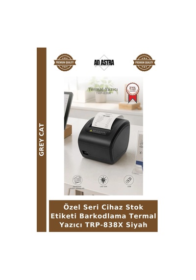 Özel Seri Cihaz Stok Etiketi Barkodlama Termal Yazıcı Trp-838x Siyah