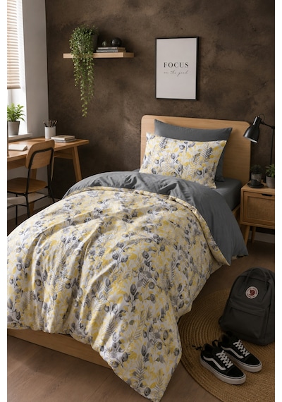 Mystory Home  Lastikli Çarşaflı Tek Kişilik Nevresim Takımı Lemon