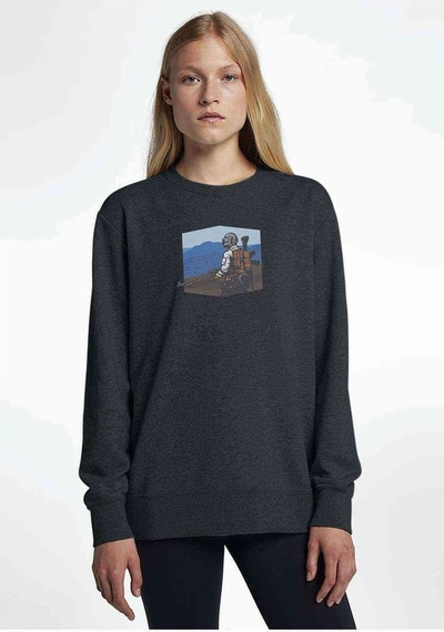 Pubg Sniper Mountain Baskılı Füme Antrasit Kadın Sweatshirt