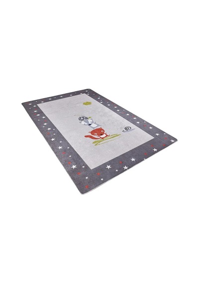 Bespoky Kareli Modern Halısı Dijital Baskı Kaymaz Gri - Açık Gri - Hlnc044