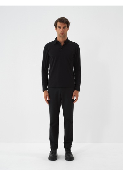 Xint Siyah Modal Dokulu Slim Fit Uzun Kollu Tişört 502280