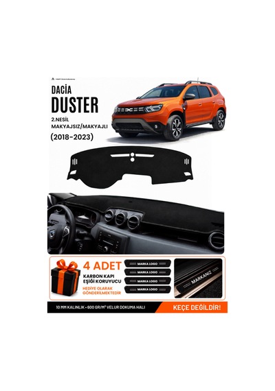 Dacia Duster 2 Nesil Makyajlı Makyajsız 2018-2023 Uyumlu Torpido Örtüsü - Siyah