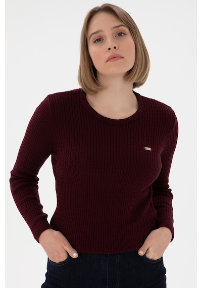 U.S. Polo Assn. Kadın Koyu Bordo Bisiklet Yaka Basic Kazak 50312922-VR175