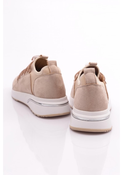Dgn 221 Kadin Taş Bağcikli Sneaker Ayakkabi 221-2494-R146116 Bej - Beyaz