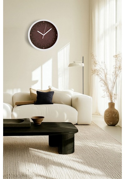 Optik İllüzyon Desenli Soyut Modern Duvar Saati - 35cm - Önü Camlı Beyaz Kasa - Sessiz Mekanizma Beyaz