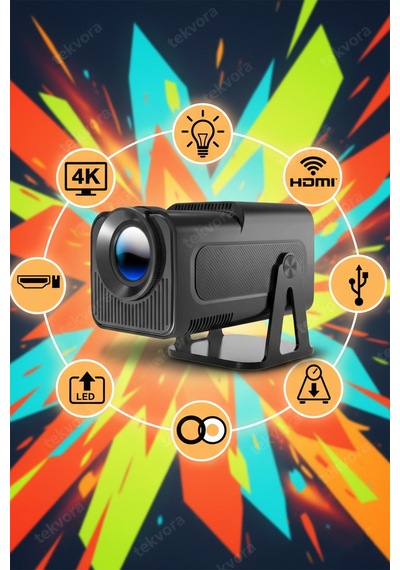 Mini Akıllı Led Projeksiyon Kablosuz Ekran Yansıtma Hdmı & Usb Taşınabilir Sinema Deneyimi