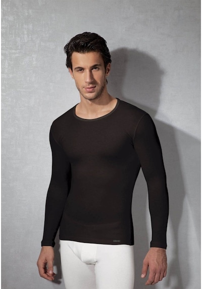 Doreanse Erkek Termal Polyester Yuvarlak Yaka Uzun Kollu T Shirt 2960 Siyah