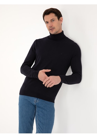 Cacharel Lacivert Slim Fit Pamuk Karışımlı Balıkçı Yaka Basic Triko Kazak Cacharel Lacivert Slim Fit Pamuk Karışımlı Balıkçı Yaka Basic Triko Kazak