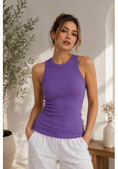 Feyece Lila Zargo Model Fitted/vücuda Oturan Geniş Biyeli Halter Yaka Fitilli Esnek Örme Crop Bluz Lila - Mor Feyece Lila Zargo Model Fitted/vücuda Oturan Geniş Biyeli Halter Yaka Fitilli Esnek Örme Crop Bluz Lila - Mor