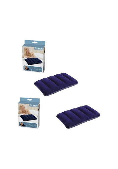 2li Set 68672 Kadife Kaplı Şişme Yastık Minder Yastık Kamp Yastığı Intex Kamp Yastığı Lacivert