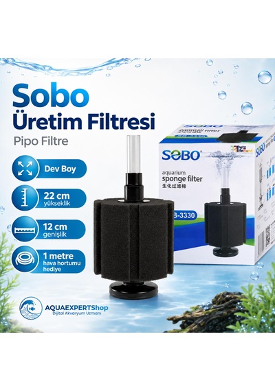 Sobo Üretim Filtresi - Pipo Filtre - Dev Boy - Temizlik Filtresi - 22x12 Cm - 1 Metre Hava Hortumu Hediye - Sb3330