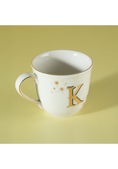 Chique Harfli K Porselen Kupa Altın Detaylı Renkli 300ml 6998