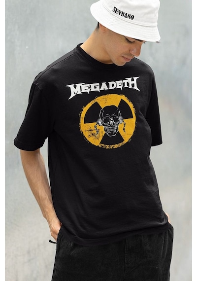 Megadeth Baskılı Unisex Oversize Müzik Grubu Tişört Siyah