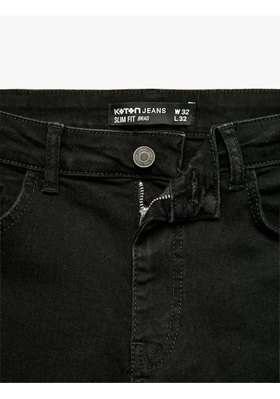 Koton Normal Bel Pamuklu Cepli Slim Fit Jean Pantolon - Brad Jean Siyah 7wam40251nd