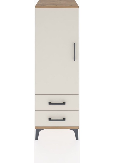 Hyperion Dolap 3 Raflı 2 Çekmeceli Tek Kapaklı 44x44x134 Çam-... Çam