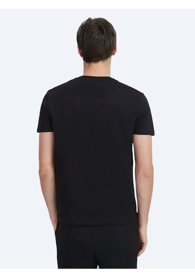Kip Siyah Bisiklet Yaka %100 Pamuk T-shirt Siyah