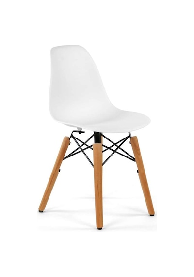 Seduna Eames Child Sandalye 2 Adet | Natural Ahşap Ayaklı-Beyaz