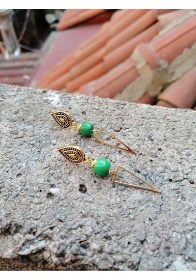 El Yapımı Tasarım Boncuk Küpe Şık Hediyelik Model 054669 Çok Renkli