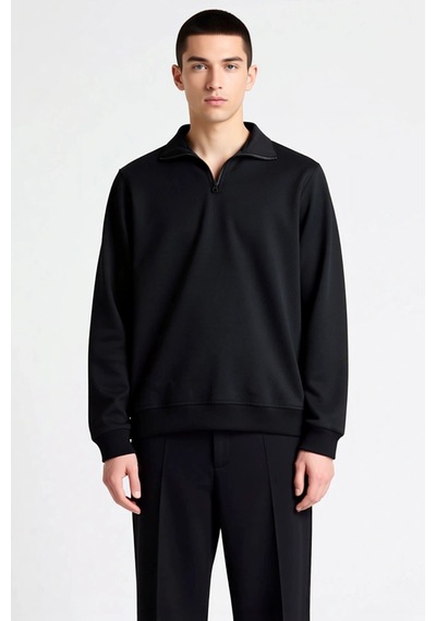 Benerly Erkek Dik Yaka Standart Kol Regular Kalıp Sweatshirt Fonksiyonel Gri Melanj