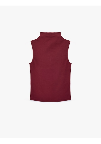 Koton Pamuklu Dik Yaka Slim Fit Kolsuz Body Bordo 7wak10056ek