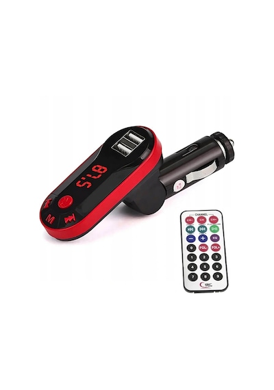 Divex Kumandalı Çakmaklık Girişli Araç Fm Transmitter Bluetooth 2xusb - Sd Kart Kırmızı Dt-600