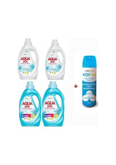 Aquabor Beyazlar Ve Renkliler İçin Sıvı Çamaşır Deterjanı 4 2.15 L 132 Yıkama Sıvı + Dezenfektan Diğer