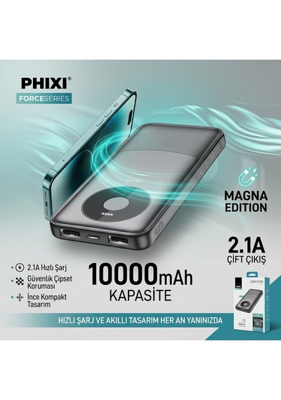 Phixi Magna Boost Charge Light Indicator Dual Output Powerbank Çok Renkli