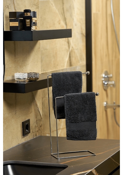Parlak Silver 2 Kollu Banyo Tezgah Üstü Havluluk Standı, Montaj Gerektirmez Havlu Askılığı