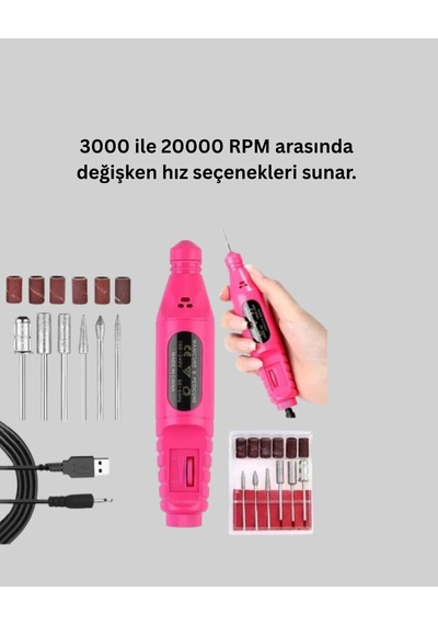 Elektrikli Manikür Pedikür Törpü Seti 6 Başlıklı Mh-hs7602-9344
