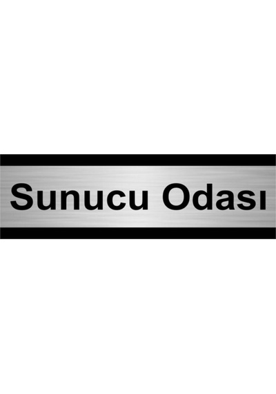 Sunucu Odası 10x20cm Gümüş Renk Metal Yönlendirme Levhası